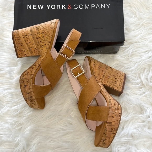 New York & Company Aislinn Cognac Platform Heel Size 9.5 - Picture 5 of 8